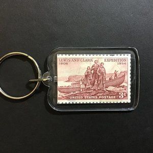 Lewis and Clark Keychain - Recycled Postage Stamp